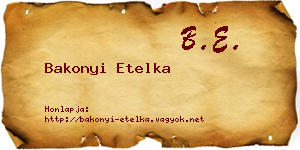 Bakonyi Etelka névjegykártya